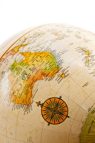 Is Australia a part of asia? The australia on the globe near Asia