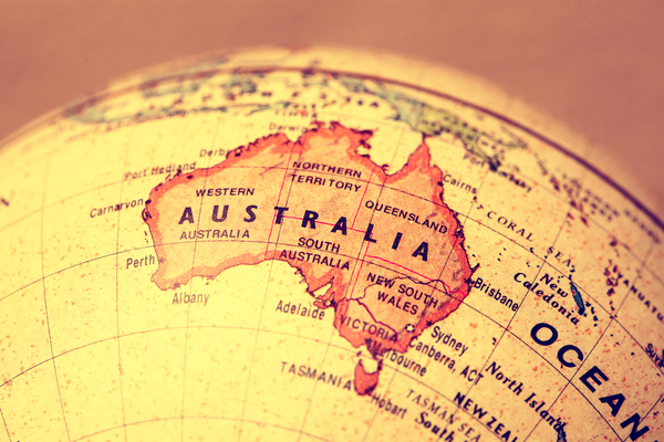 The Australia on the globe
