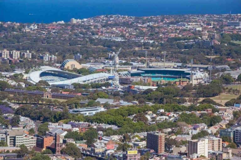 Aerial view of the Sydney Cricket Ground, a historic sports venue frequently explored on a walking tour in Sydney.