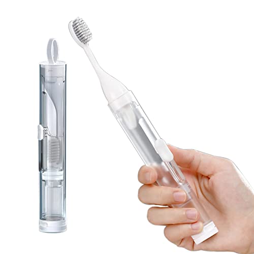 prony 3 in 1 Portable Travel Toothbrush with Travel Case and Extra Soft Bristles and Built-in Refillable Toothpaste Tube,Travel Essential Accessories