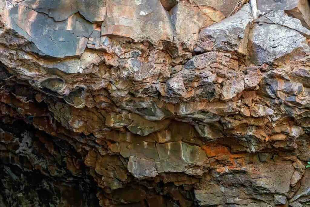 Close-up view of the intricate rock formations of Undara Lava Tubes, a unique natural wonder on the ultimate Australia road trip.
