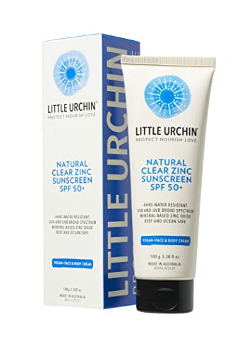 Little Urchin Natural Clear Zinc Sunscreen – SPF 50+ Broad Spectrum UVA/UVB – Water-Resistant, Reef Safe, Vegan – 3.38 fl oz (100g)