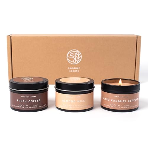 Natural Soy Candle Gift Set Made in Australia - 3 x 90g Scented Aromatherapy Candle Travel Tin Pack - Hand Poured on The Sunshine Coast (Indulgence)