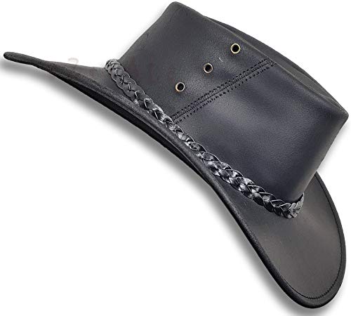 Oztrala Oiled Kangaroo Leather Hat Cowboy Outback Mens Black Jacaru Australian HLK2 A