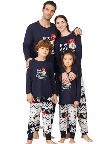 Onancehim Family Christmas Pjs Matching Sets Christmas Pajamas with Printed, Soft Xmas Long Sleeve Pajama Outfit Set