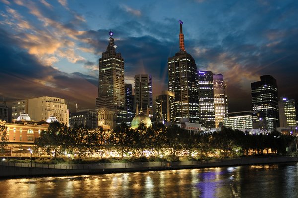 Sunset over Melbourne Architecture