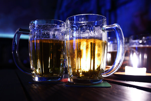 beer in dark room close up