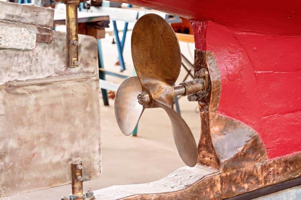 A close-up view of a boat propeller at the Australian Maritime Museum, showcasing Australia's rich maritime history. This image relates to the broader discussion of Australia travel deals, offering unique cultural experiences at various museums and attractions across the country.