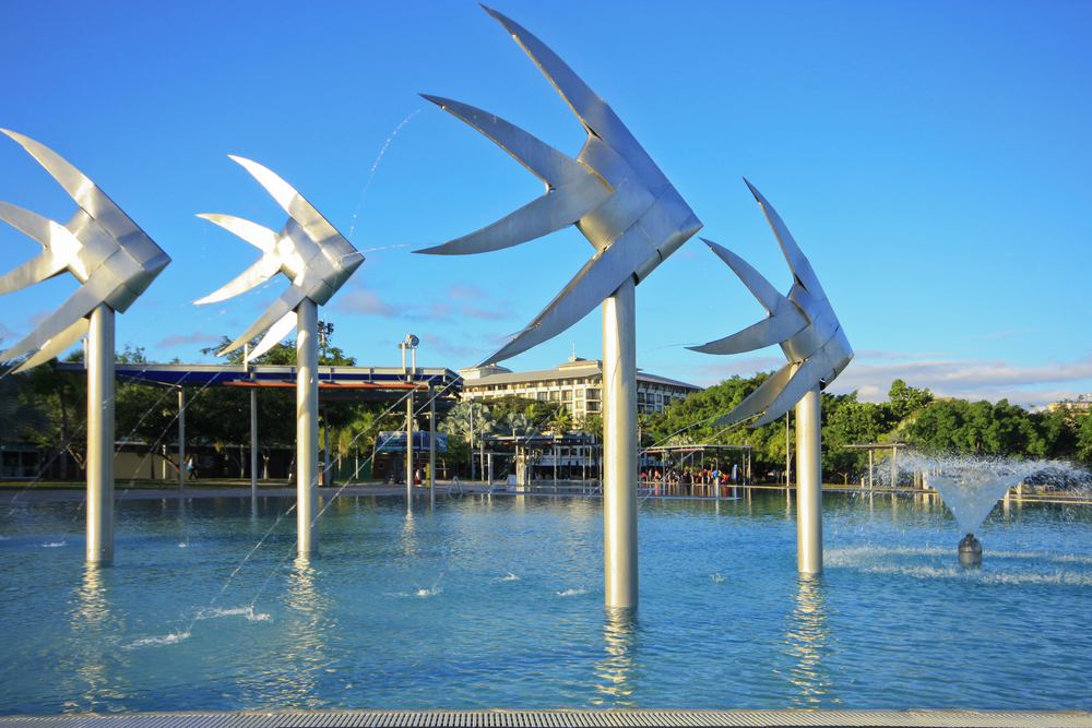 Cairns esplanade early morning at the pool
