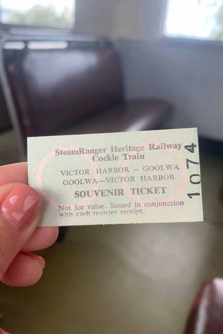 Our ticket from the Cockle Train