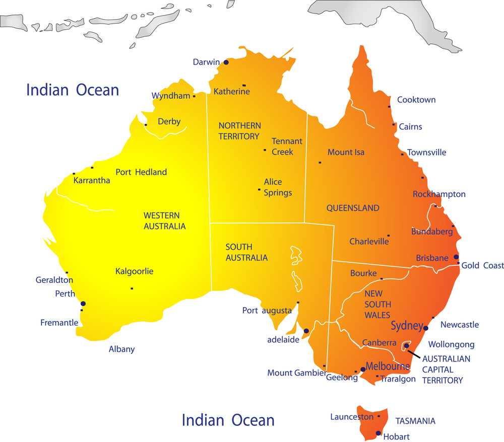 The map of Australia
