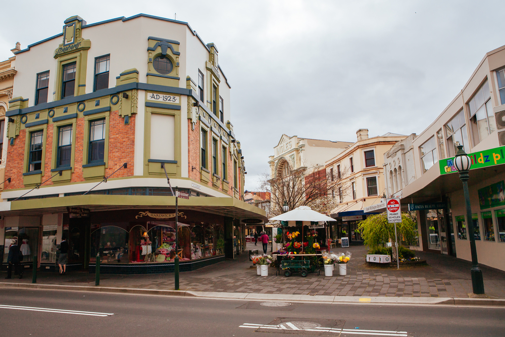 Launceston CBD and Quadrant Mall in Tasmania Australia