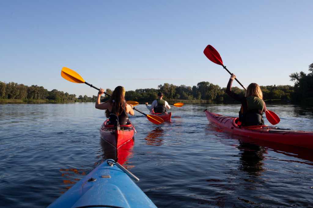 Small group of people kayaking
