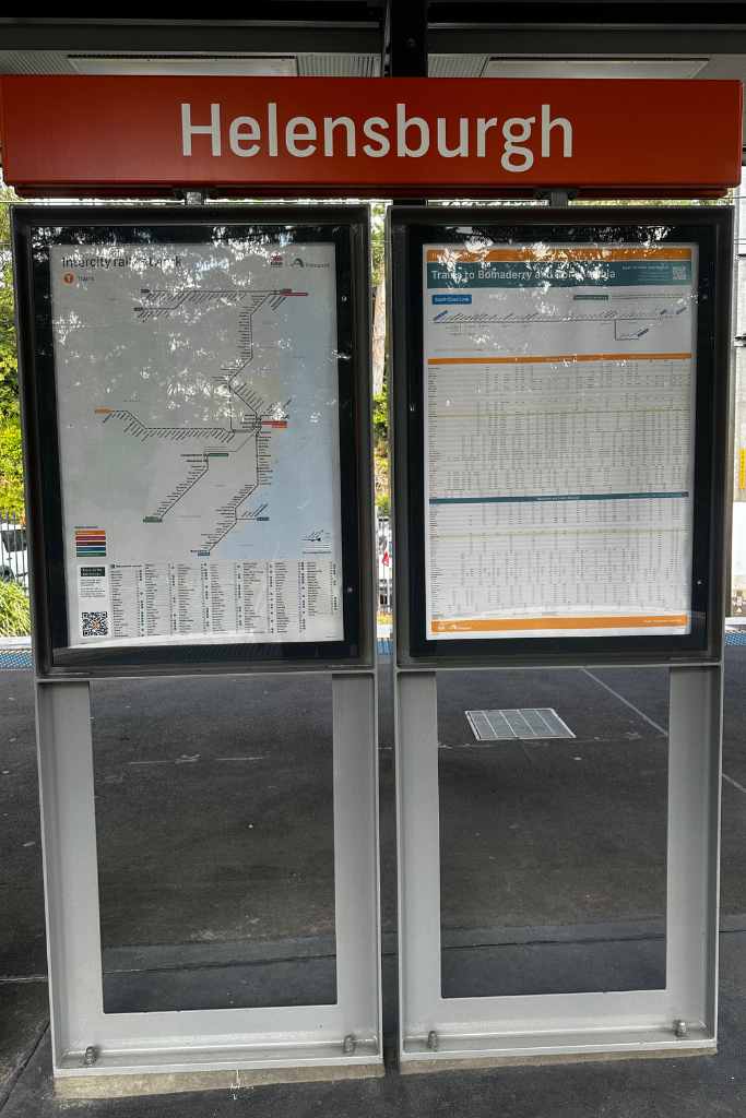 The timetable at Helensburgh Station