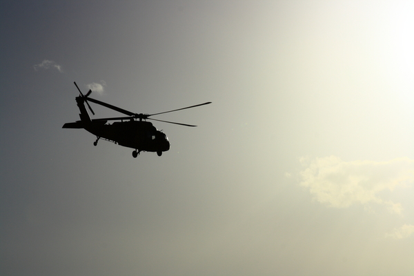 helicopter at sunset with sun view