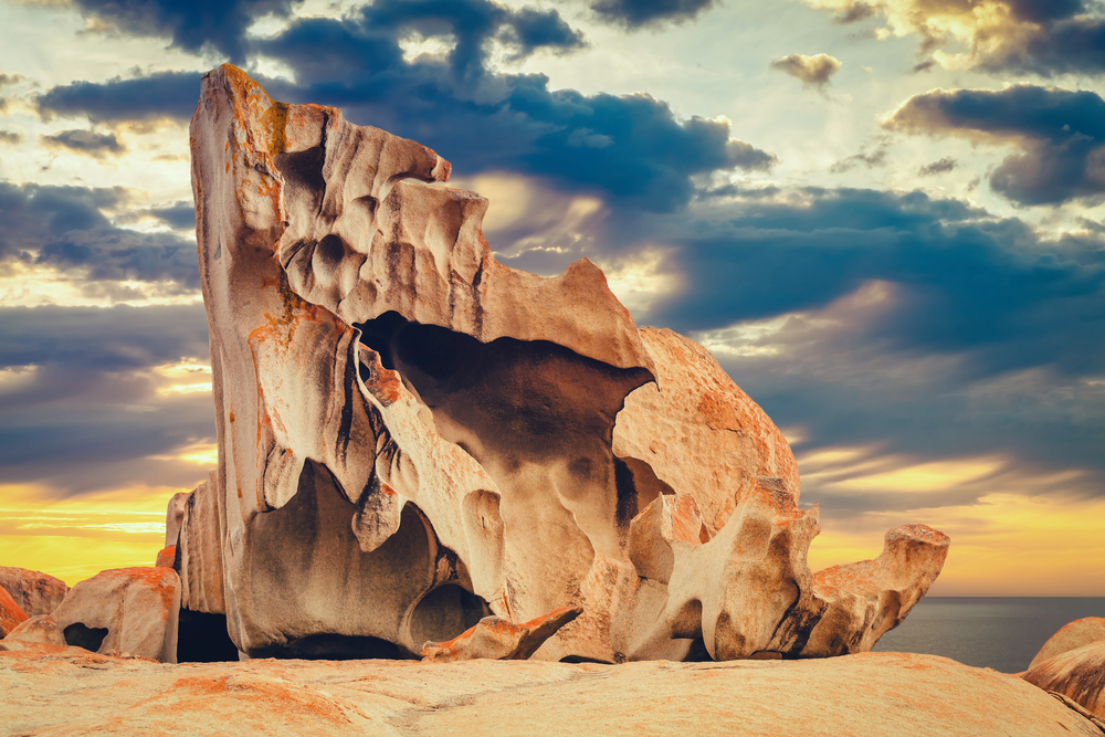The iconic remarkable rocks on kangaroo island during sunset