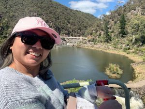 Selfie of the author riding a chairlift at Cataract Gorge, showcasing one of the nearby attractions to consider when deciding where to stay in Launceston.


