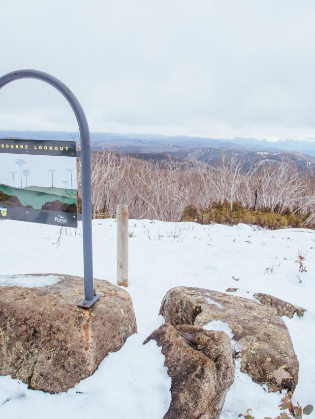The summit of Lake Mountain and Melbourne Lookout in the middle of winter season at Lake Mountain in Victoria, Australia