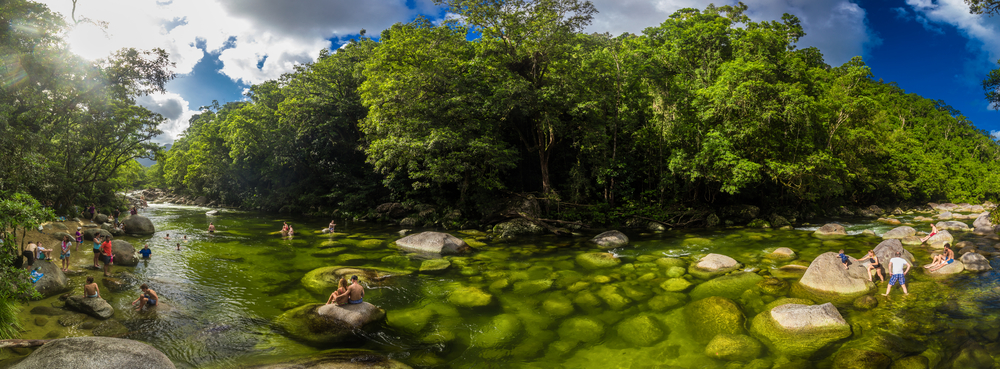 Mossman Gorge, AUSTRALIA - 15 APRIL 2017: Mossman Gorge - river in Daintree National Park, north Queensland, Australia