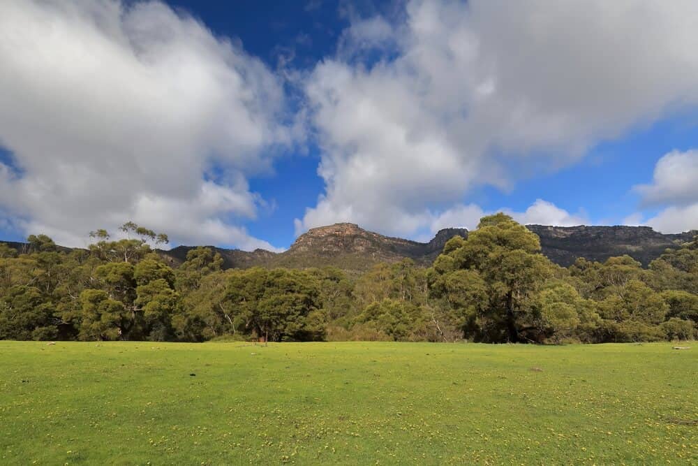 Panoramic view of the Mount Difficult Range in Grampians National Park, showcasing the dramatic landscapes encountered while camping in the Grampians.