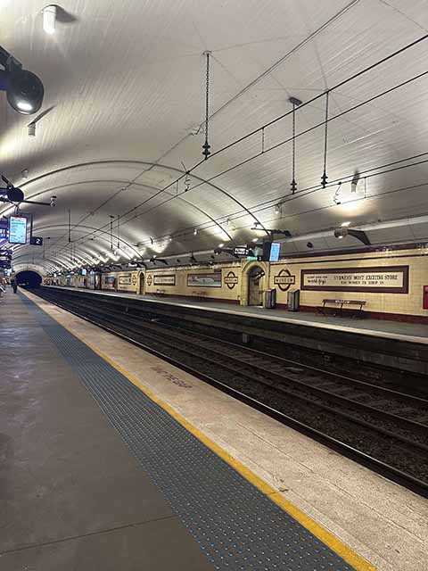 Museum train station in Sydney's tunnel, showcasing the city's efficient rail system as part of the discussion on 'Does Australia Have Good Public Transport?'"