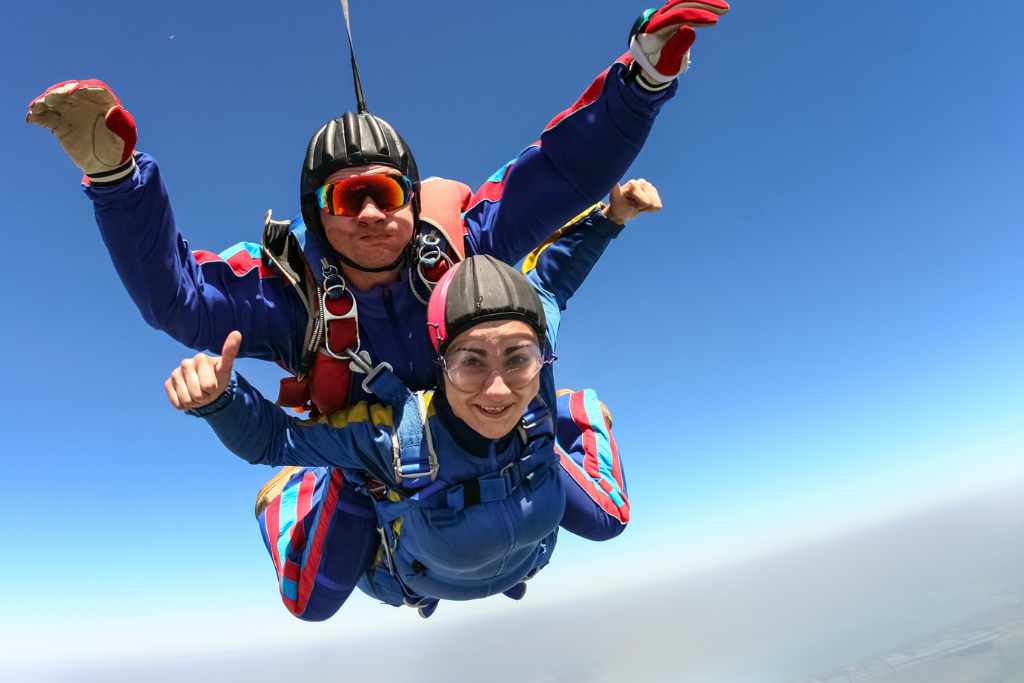 skydiving in the air