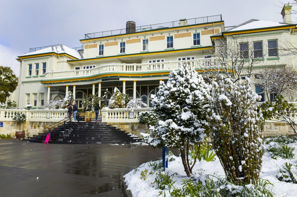 Carrington Hotel in Katoomba after a winter snowfall