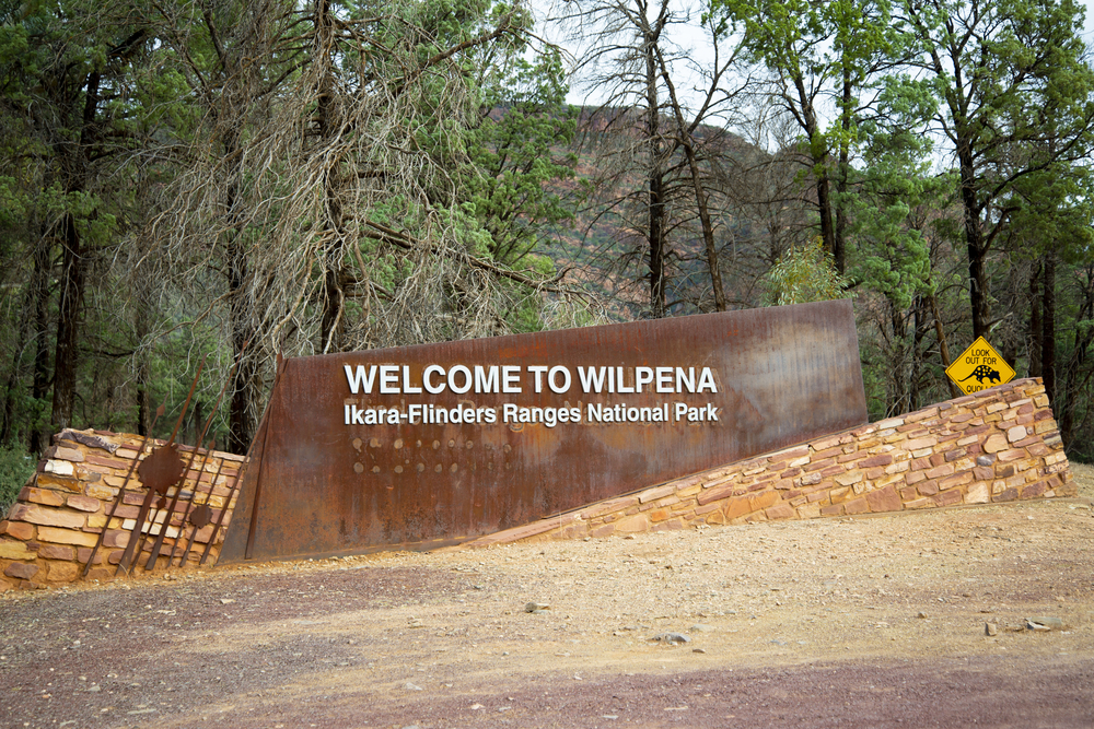 The sign for Wilpena Pound entrance